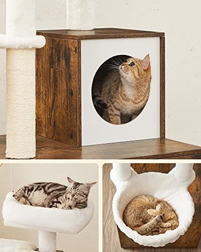 Feandrea Cat Scratching Post med affaldsbakke vintage brun