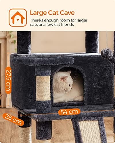 FEANDREA kattetræ, XXL Cat Condo 172 cm, Smoky Grey