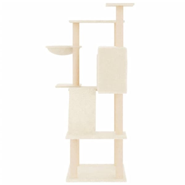vidaXL Kattetre med klorestolper i sisal kremhvit 143 cm