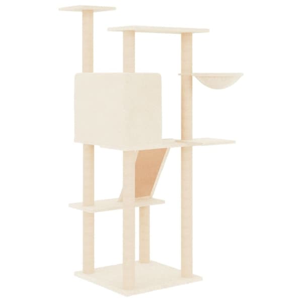 vidaXL Kattetre med klorestolper i sisal kremhvit 143 cm