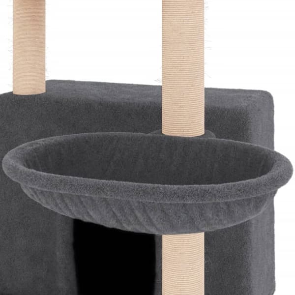 vidaXL Kissan kiipeilypuu sisal- raapimispylväillä tummanharmaa 132 cm