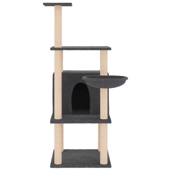 vidaXL Klösträd med sisalpelare mörkgrå 132 cm