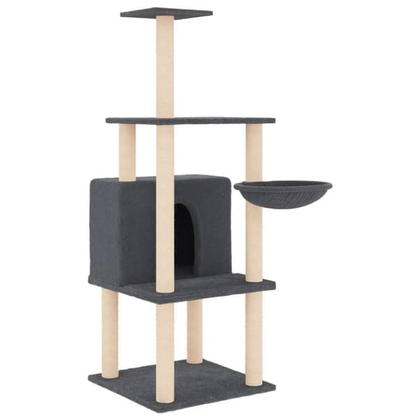 vidaXL Klösträd med sisalpelare mörkgrå 132 cm