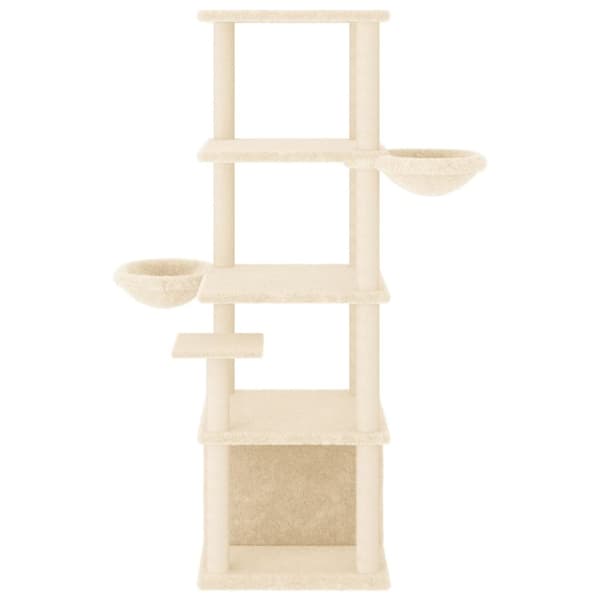 vidaXL Kattetre med klorestolper i sisal kremhvit 147 cm