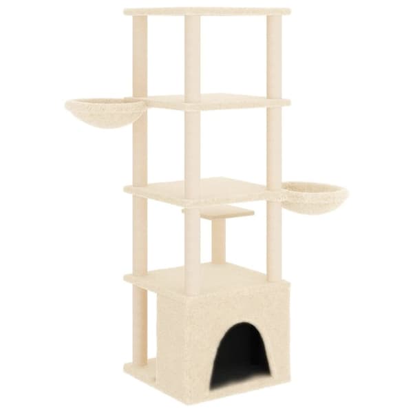 vidaXL Kattetre med klorestolper i sisal kremhvit 147 cm