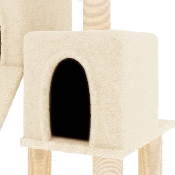 vidaXL Kattetre med klorestolper i sisal kremhvit 82 cm