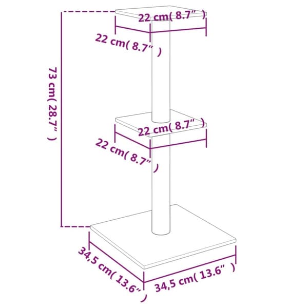 vidaXL Klösträd med sisalpelare gräddvit 73 cm