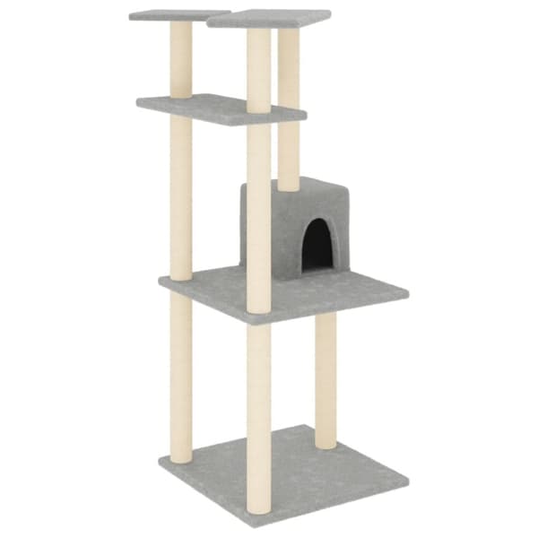 vidaXL Klösträd med sisalpelare ljusgrå 123 cm