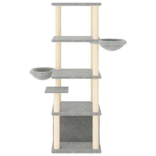 vidaXL Kissan kiipeilypuu sisal- raapimispylväillä vaaleanharm. 147 cm