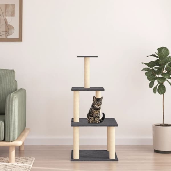 vidaXL Klösträd med sisalpelare mörkgrå 111 cm