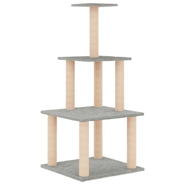 vidaXL Kattetre med klorestolper i sisal lysegrå 111 cm