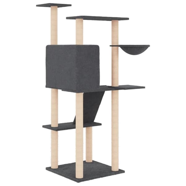vidaXL Kattetre med klorestolper i sisal mørkegrå 143 cm