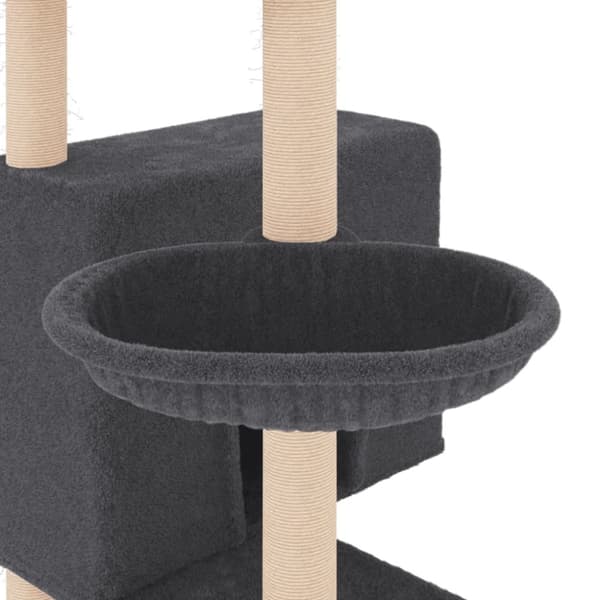 vidaXL Kattetre med klorestolper i sisal mørkegrå 143 cm