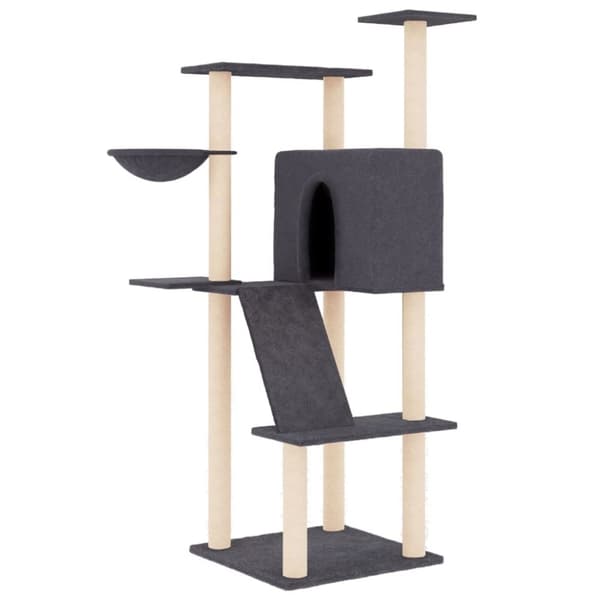 vidaXL Kattetre med klorestolper i sisal mørkegrå 143 cm