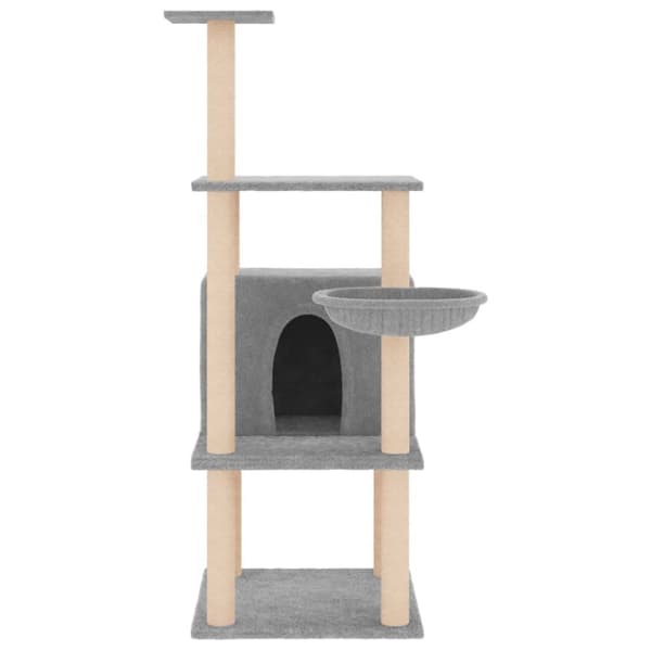 vidaXL Kattetre med klorestolper i sisal lysegrå 132 cm