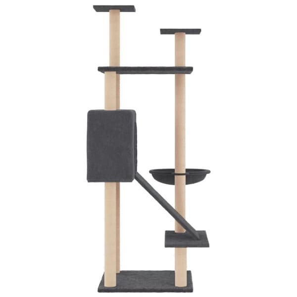 vidaXL Kattetre med klorestolper i sisal mørkegrå 153 cm