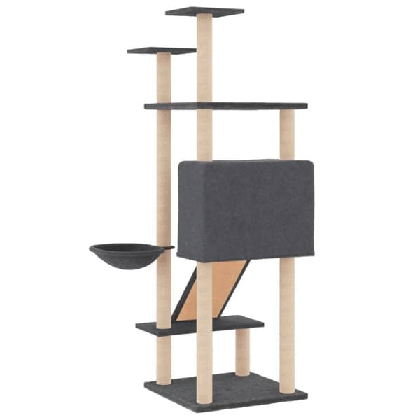 vidaXL Kattetre med klorestolper i sisal mørkegrå 153 cm