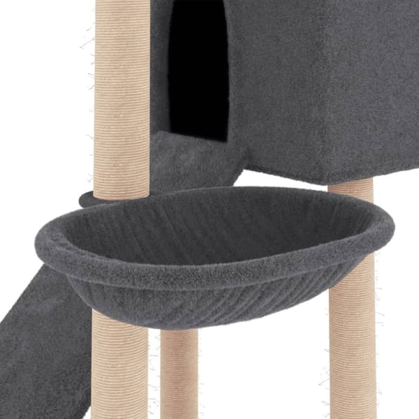 vidaXL Kattetre med klorestolper i sisal mørkegrå 153 cm