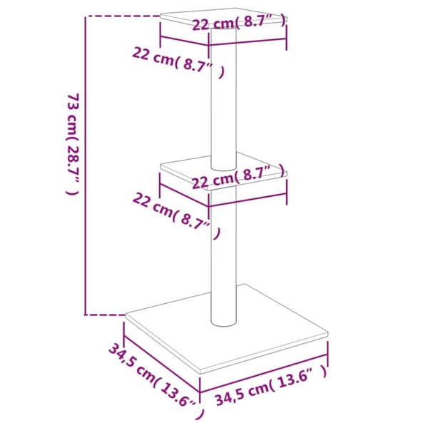 vidaXL Klösträd med sisalpelare mörkgrå 73 cm