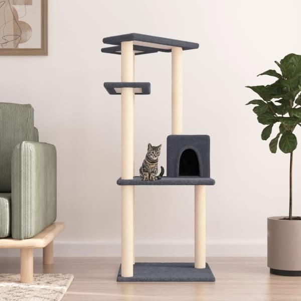 vidaXL Klösträd med sisalpelare mörkgrå 123 cm