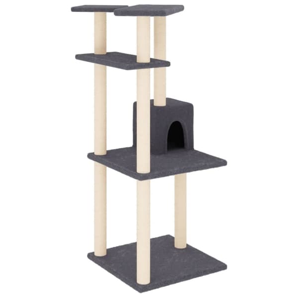 vidaXL Kattetre med klorestolper i sisal mørkegrå 123 cm