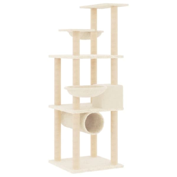 vidaXL Katträd med klöspelare sisal gräddvit 141 cm
