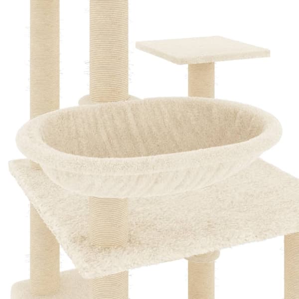 vidaXL Katträd med klöspelare sisal gräddvit 141 cm