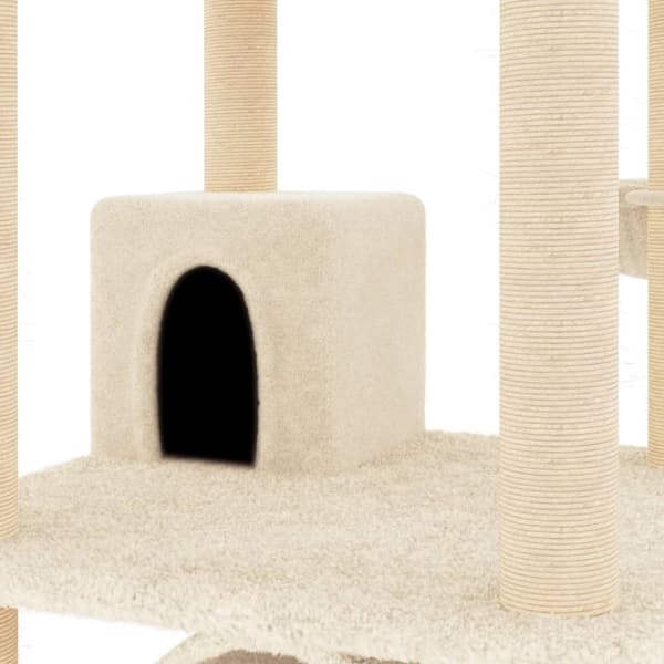 vidaXL Katträd med klöspelare sisal gräddvit 141 cm