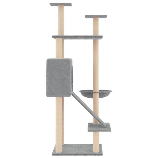 vidaXL Kissan kiipeilypuu sisal- raapimispylväillä vaaleanharm. 153 cm