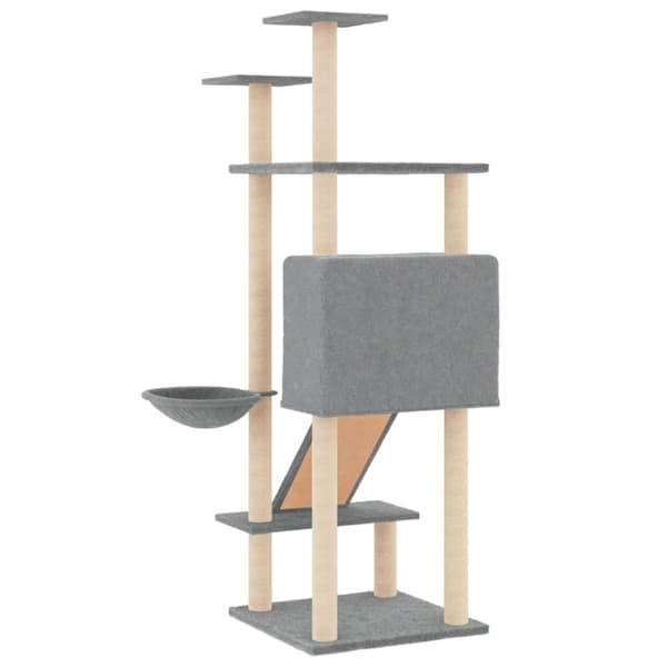 vidaXL Kissan kiipeilypuu sisal- raapimispylväillä vaaleanharm. 153 cm