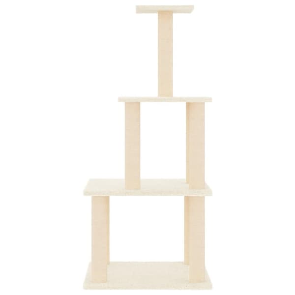 vidaXL Klösträd med sisalpelare gräddvit 111 cm