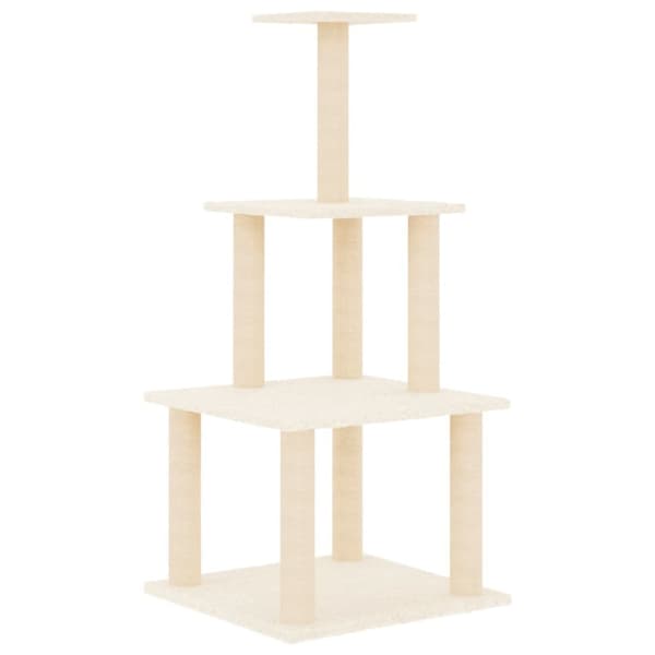 vidaXL Klösträd med sisalpelare gräddvit 111 cm