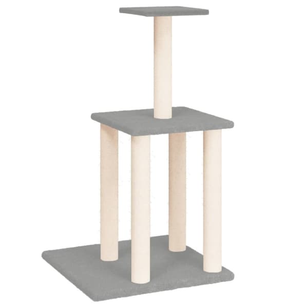vidaXL Kattetre med klorestolper i sisal lysegrå 85,5 cm