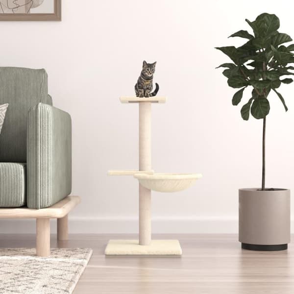 vidaXL Klösträd med sisalpelare gräddvit 72 cm