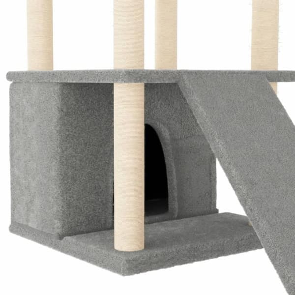 vidaXL Kattetre med klorestolper i sisal lysegrå 133 cm