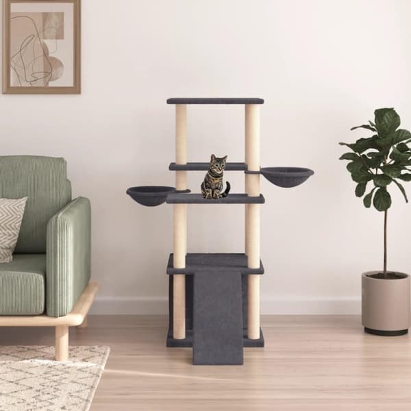 vidaXL kradsetræ med sisalstolper 133 cm mørkegrå