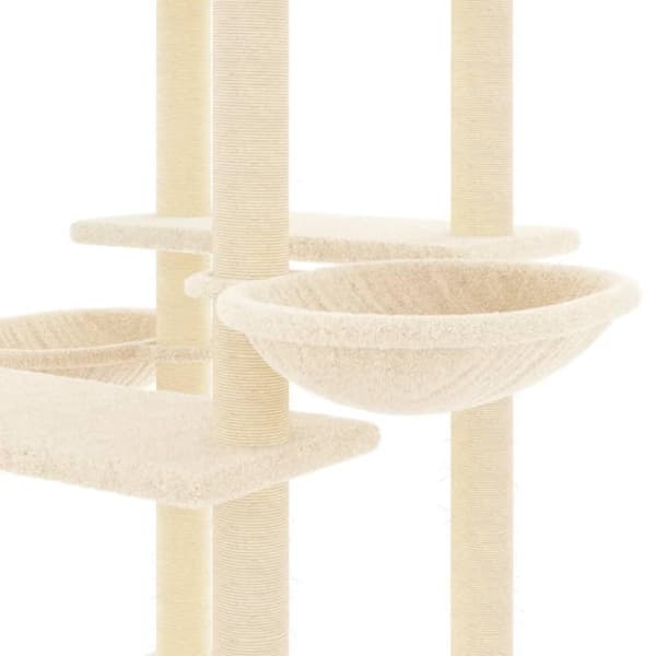 vidaXL Klösträd med sisalpelare gräddvit 133 cm