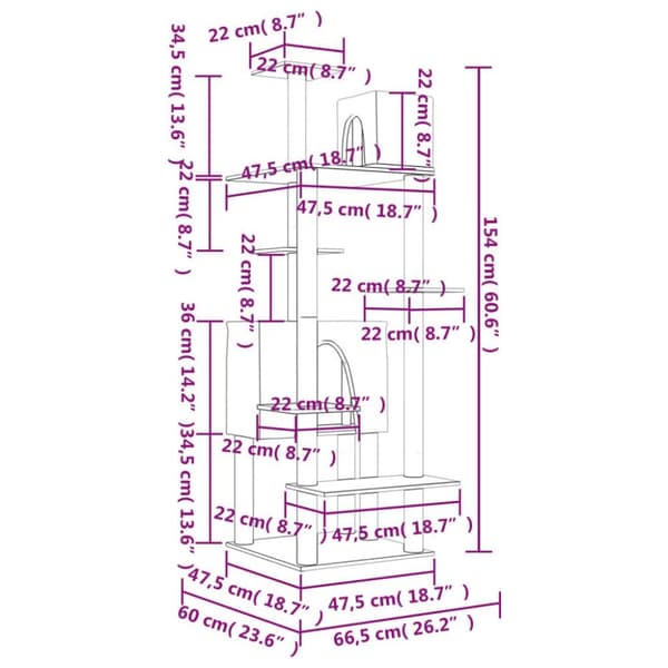 vidaXL Klösträd med sisalpelare mörkgrå 154 cm