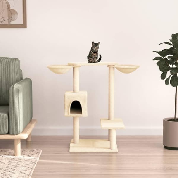 vidaXL Katträd med klöspelare gräddvit 82 cm