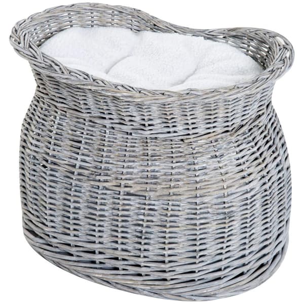 Rootz Cat House - Grå - Plysch, Bomull, Wicker - 22,04 cm x 14,57 cm x 15,75 cm