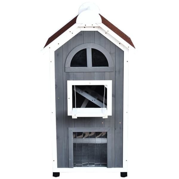Rootz Cat House - Grå, Hvid - Fyrtræ, Asfalt - 23,22 cm x 21,65 cm x 42,91 cm