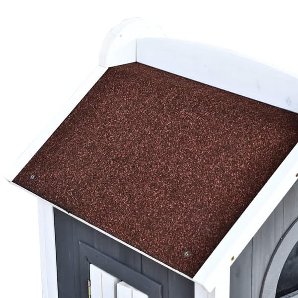 Rootz Cat House - Grå, Hvid - Fyrtræ, Asfalt - 23,22 cm x 21,65 cm x 42,91 cm