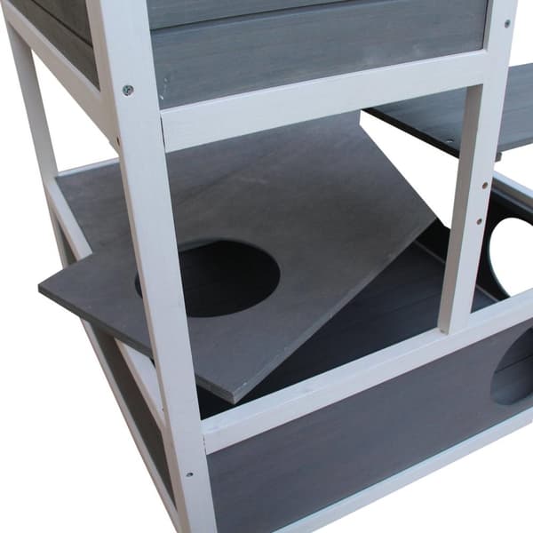 Rootz Cat House 4 Story - Grå, Hvid - Brænde, Asfalt - 30,7 cm x 29,92 cm x 55,12 cm