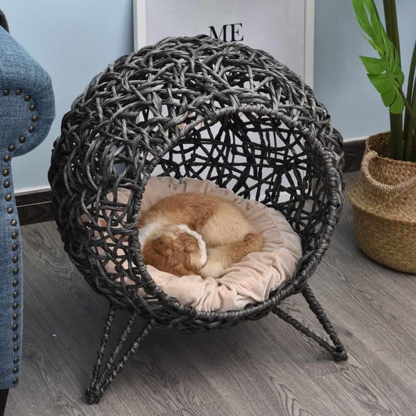 Rootz katthus med kuddar - grå - pvc, metalltråd, pp bomull - cm x cm x 22,83 cm