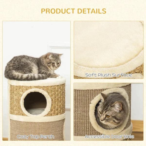 Rootz Cat House - Kattekradsestolpe - Kattetræ - Katteklatretræ Kattemøbler - 37,5 x 37,5 x 70 cm