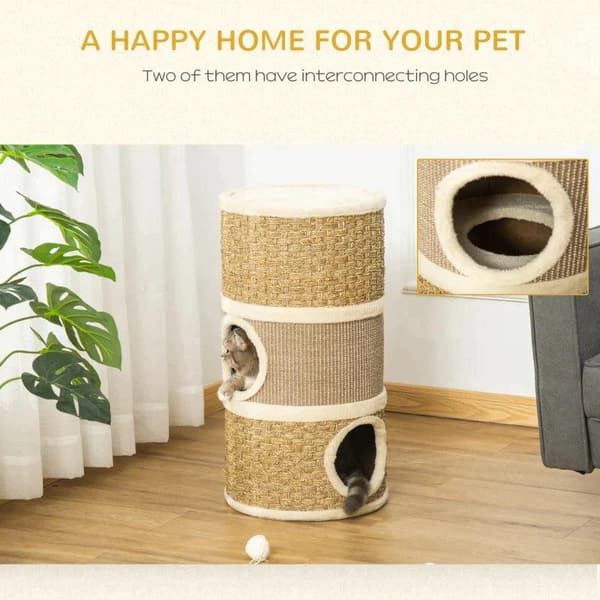 Rootz Cat House - Kattekradsestolpe - Kattetræ - Katteklatretræ Kattemøbler - 37,5 x 37,5 x 70 cm
