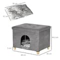 Miniatyrbillede 3 af 5: Rootz Cat Cave - Kattehus - Kattekurv - 2-i-1 Kattehule - Med pude - Træben - Grå - 60 x 45 x 44,5 cm
