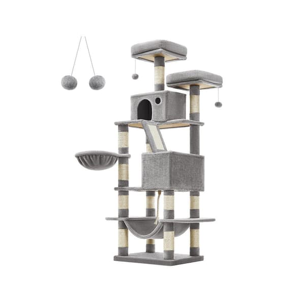 Rootz Cat Tree - Raaputustolppa - Kissan kiipeilypuu - Kissan toimintapuu - Kissan leikkipuu - Moderni kissapuu - Kissapuutalo - Lastulevy - Pehmo - S