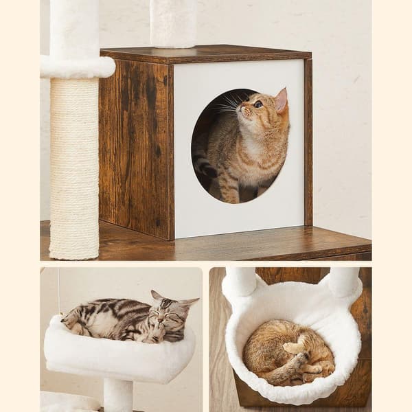 Rootz Cat Tree - Kradsestolpe med hule - kradsestolpe med kattekasseskab - Katteklatretræ - Katteaktivitetstræ - Kattelegetræ - Moderne kattetræ - Kat