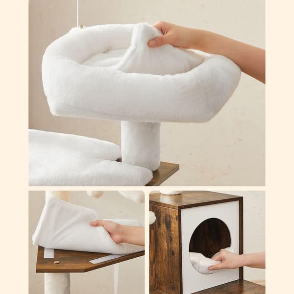 Rootz Cat Tree - Kradsestolpe med hule - kradsestolpe med kattekasseskab - Katteklatretræ - Katteaktivitetstræ - Kattelegetræ - Moderne kattetræ - Kat
